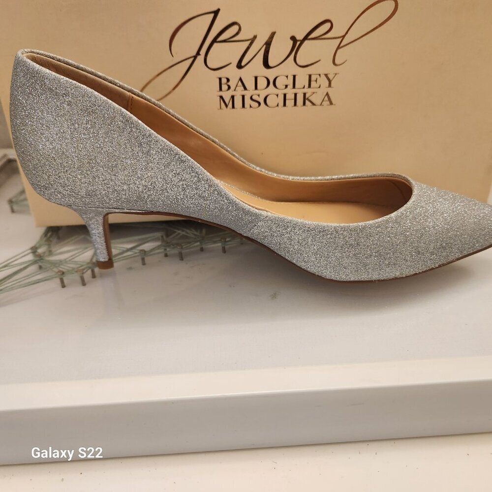Jewel Badgley Mishka Royalty Pointed Silver Toe Kitten Heels. NIB. Size Various - Picture 4 of 11
